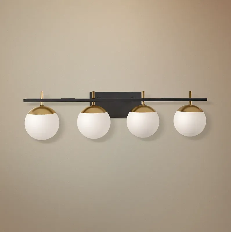 George Kovacs Alluria 33"W Black and Gold 4-Light Bath Light