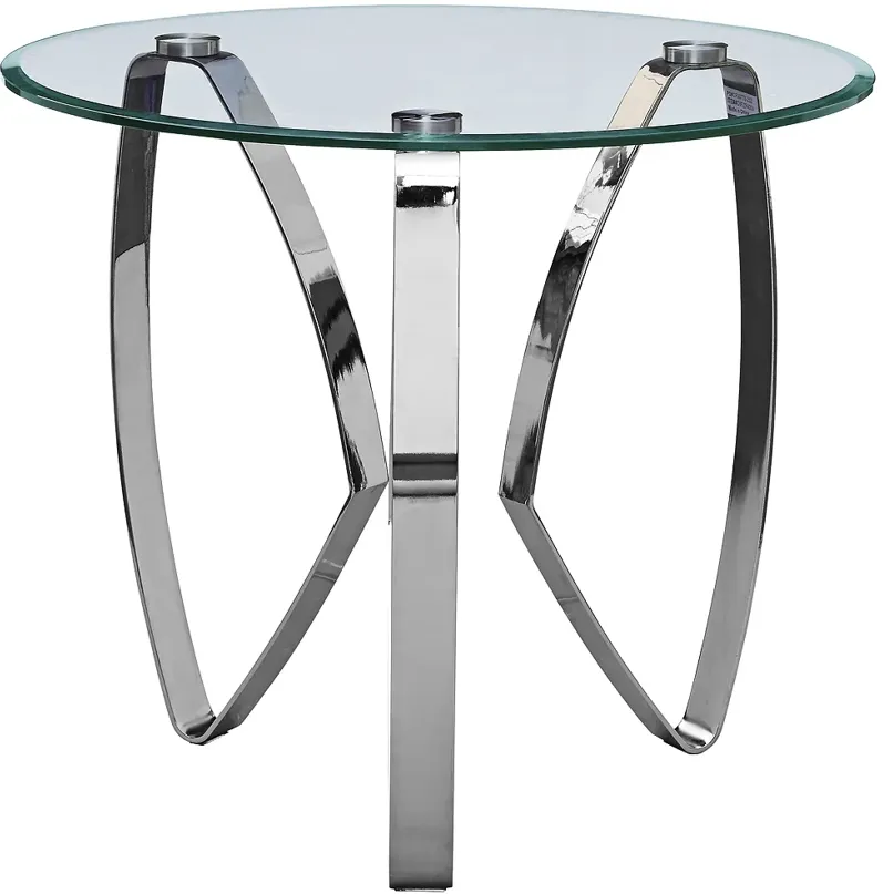 Hollywood 28" Wide Glass and Chrome Modern End Table