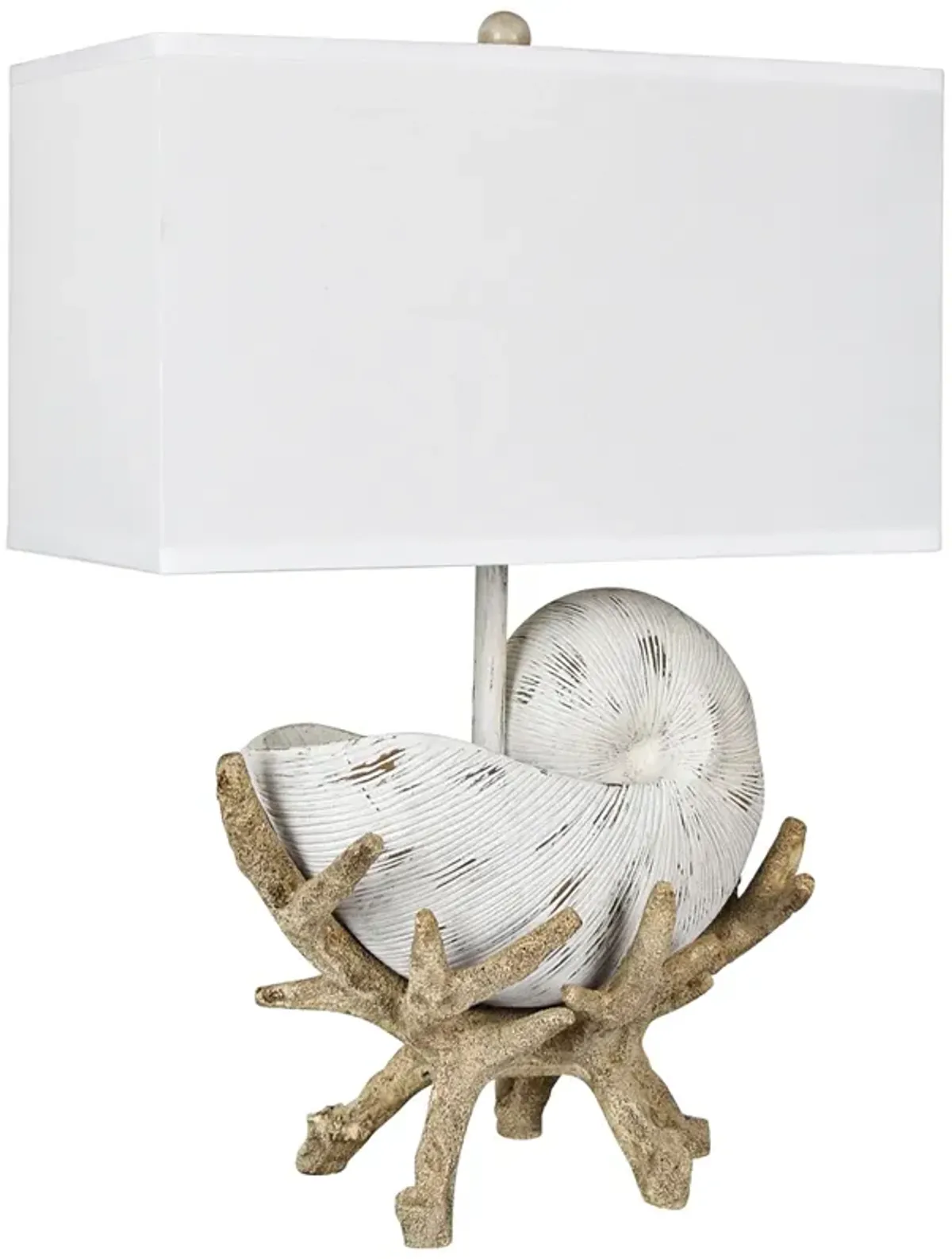 Sleeping Shell Antique White and Rusty Wood Table Lamp