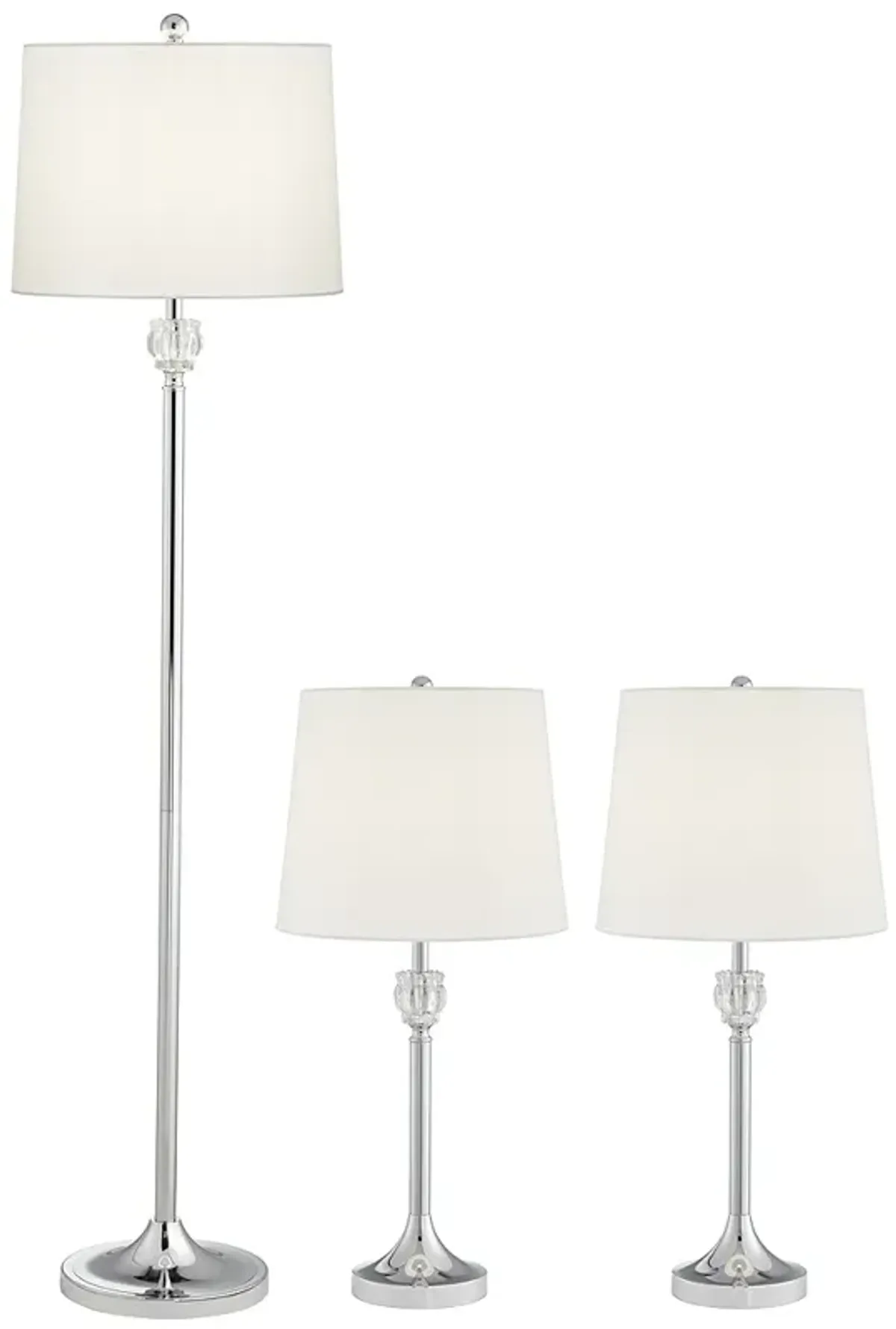 Barnes and Ivy Romley Chrome and Crystal 3-Piece Floor and Table Lamp Set