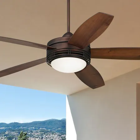 60" Casa Province Bronze LED Outdoor Ceiling Fan with Remote