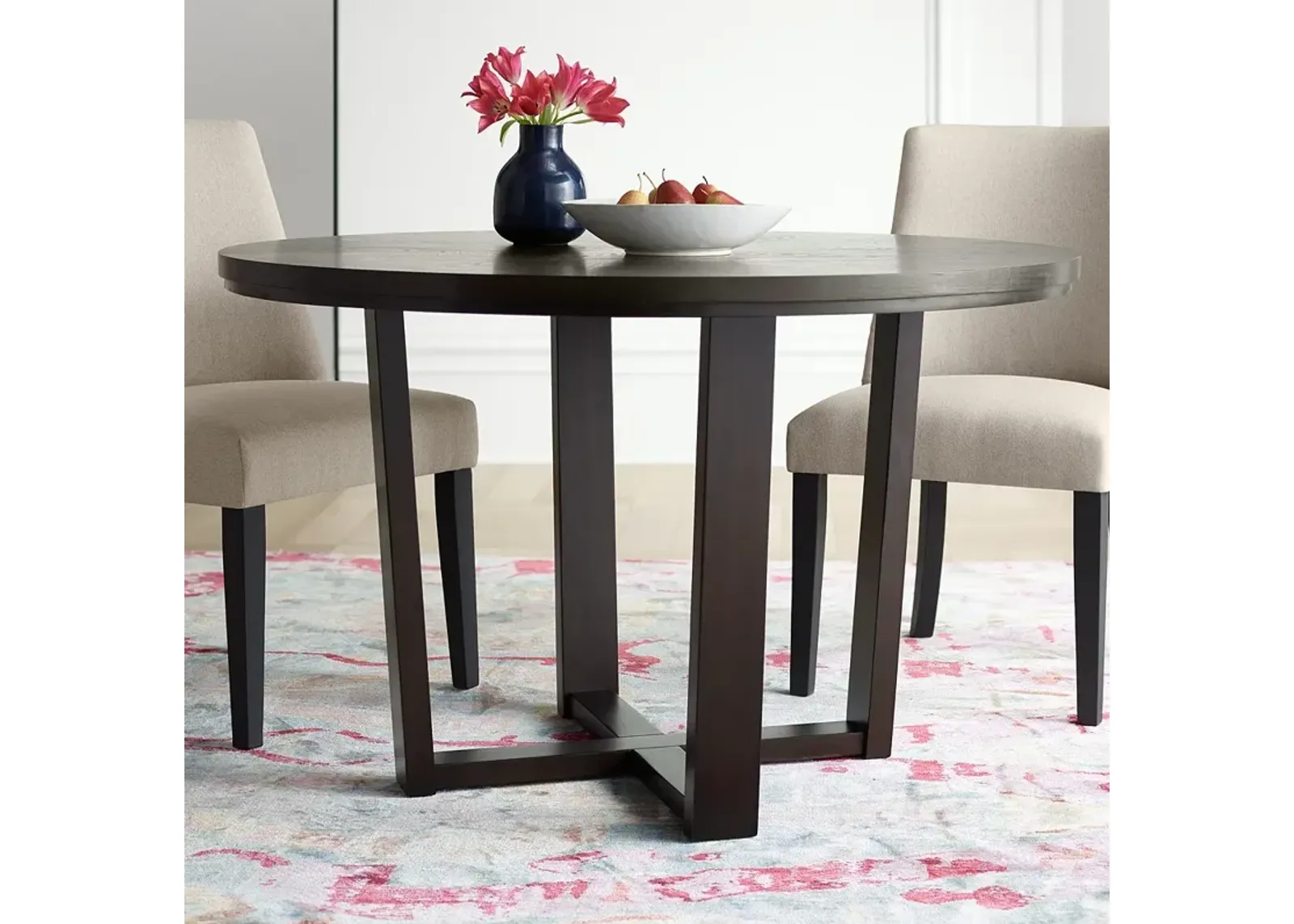 Conrad 48" Wide Dark Brown Wood Round Dining Table