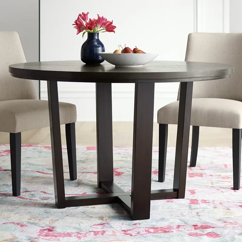 Conrad 48" Wide Dark Brown Wood Round Dining Table