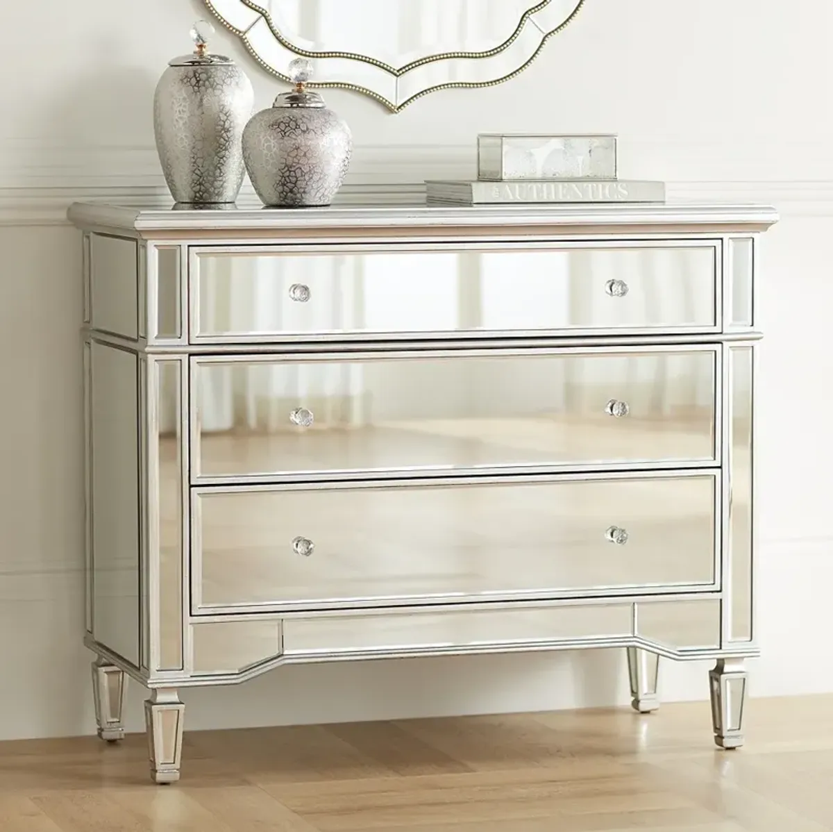 Josephine 42" Wide 3-Drawer Mirrored Accent Chest