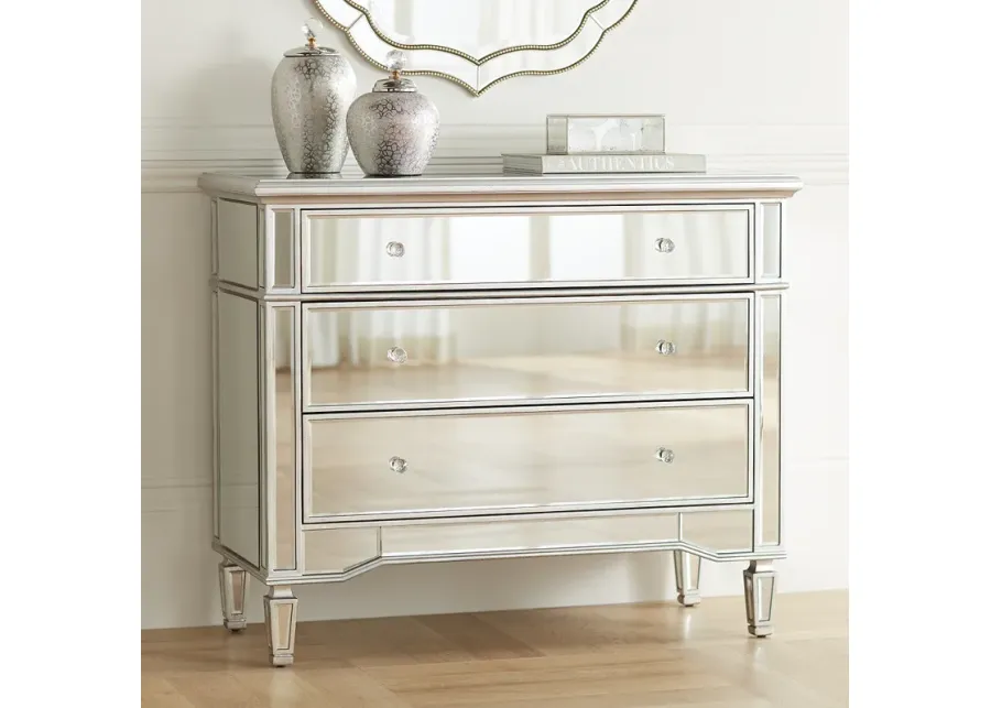 Josephine 42" Wide 3-Drawer Mirrored Accent Chest