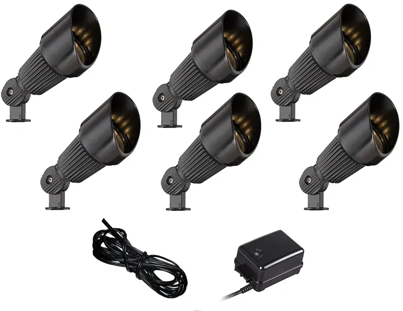 Black Spotlight 8-Piece LED Landscape Set with 99-Feet Cable