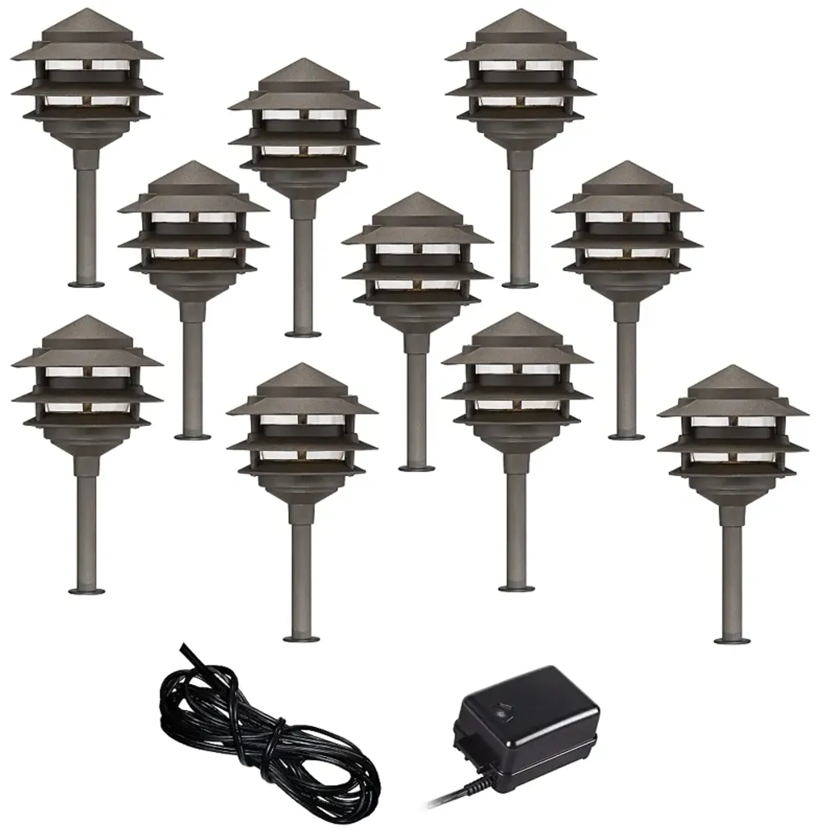 Pagoda 12-Piece Complete Outdoor LED Landscape Lighting Set