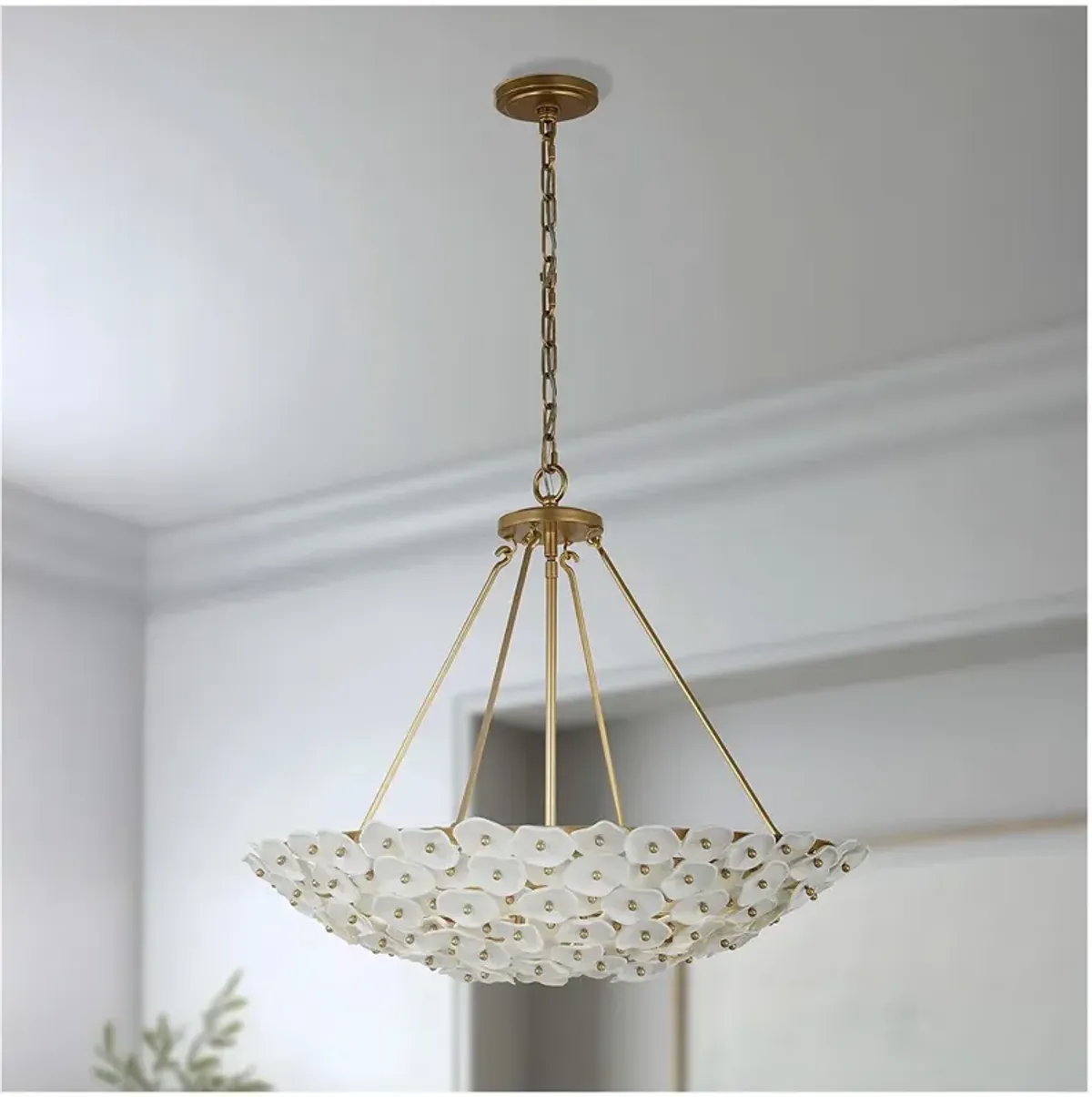 Metropolitan Coastlyn 6-Light 28-in Legacy Brass Pendant with Flowerettes