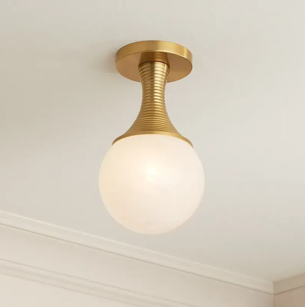 Possini Euro Jaime 7 3/4"W Warm Brass Globe Ceiling Light