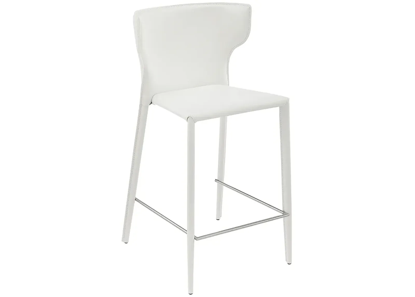 Divinia 25 1/2" White Leather Counter Stool