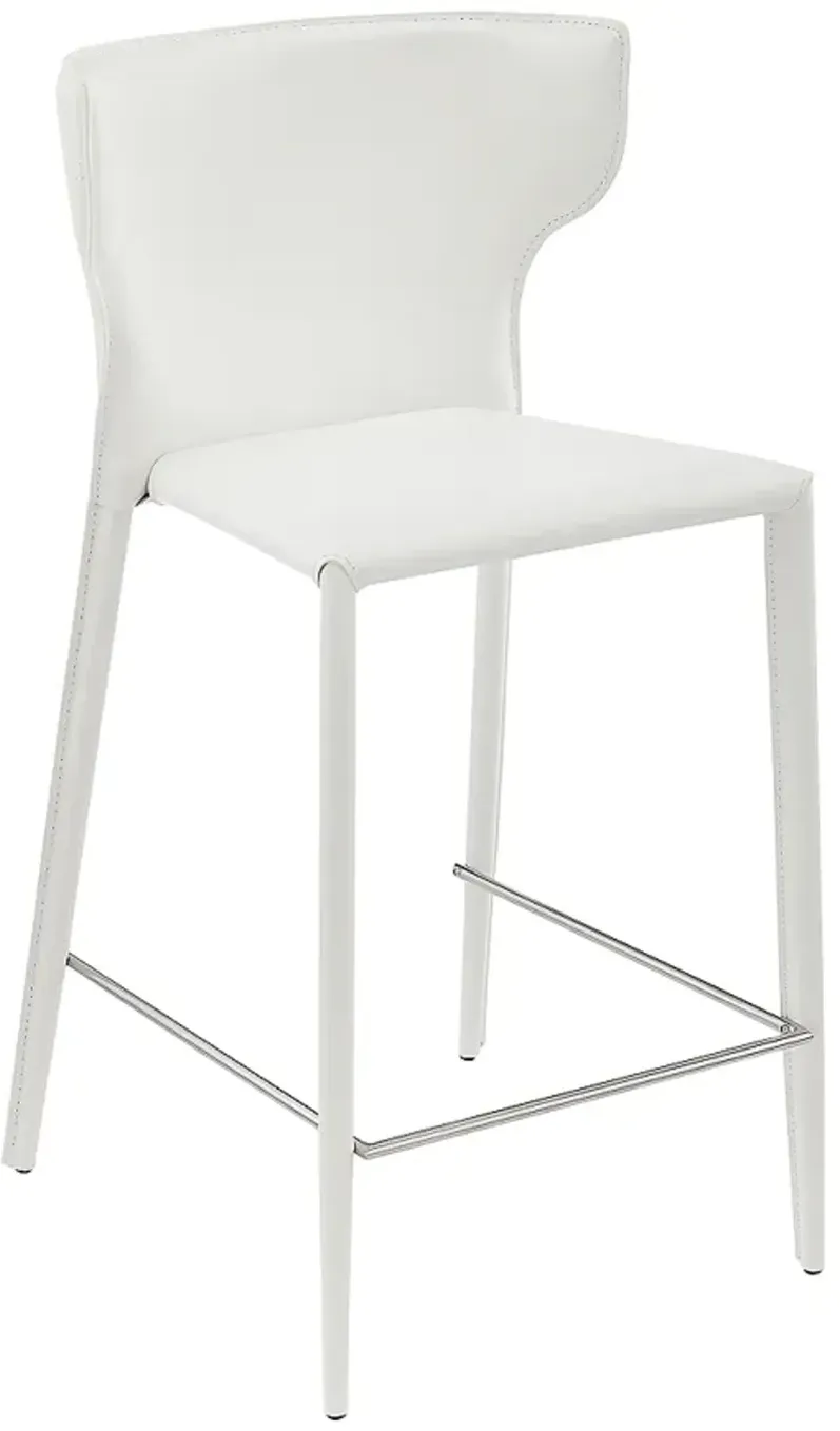 Divinia 25 1/2" White Leather Counter Stool