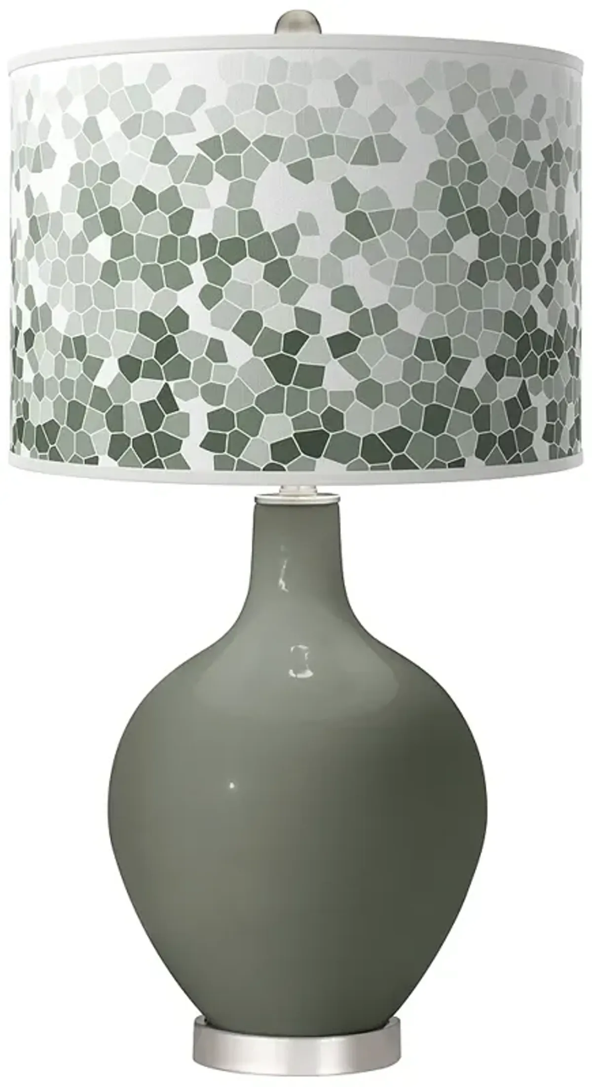 Pewter Green Mosaic Ovo Table Lamp