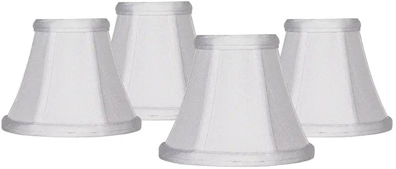 Imperial White Fabric Chandelier Clip Shades 3x6x5 (Clip-On) Set of 4