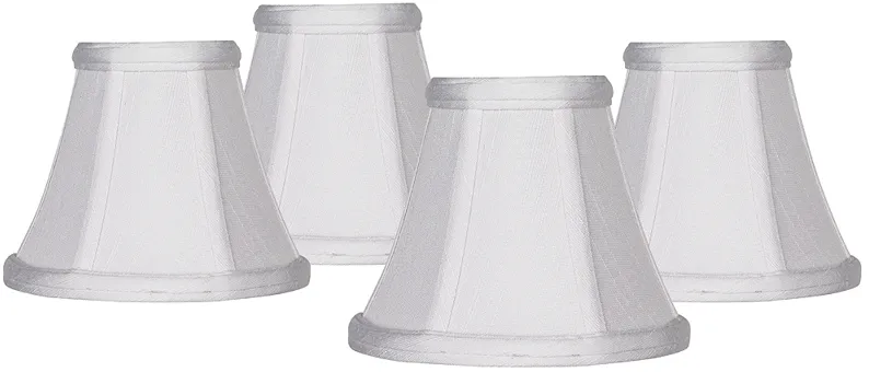 Imperial White Fabric Chandelier Clip Shades 3x6x5 (Clip-On) Set of 4