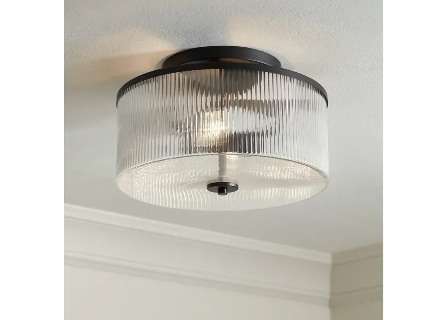 Possini Euro McKenzie 14” Wide Black 2-Light Ceiling Light by