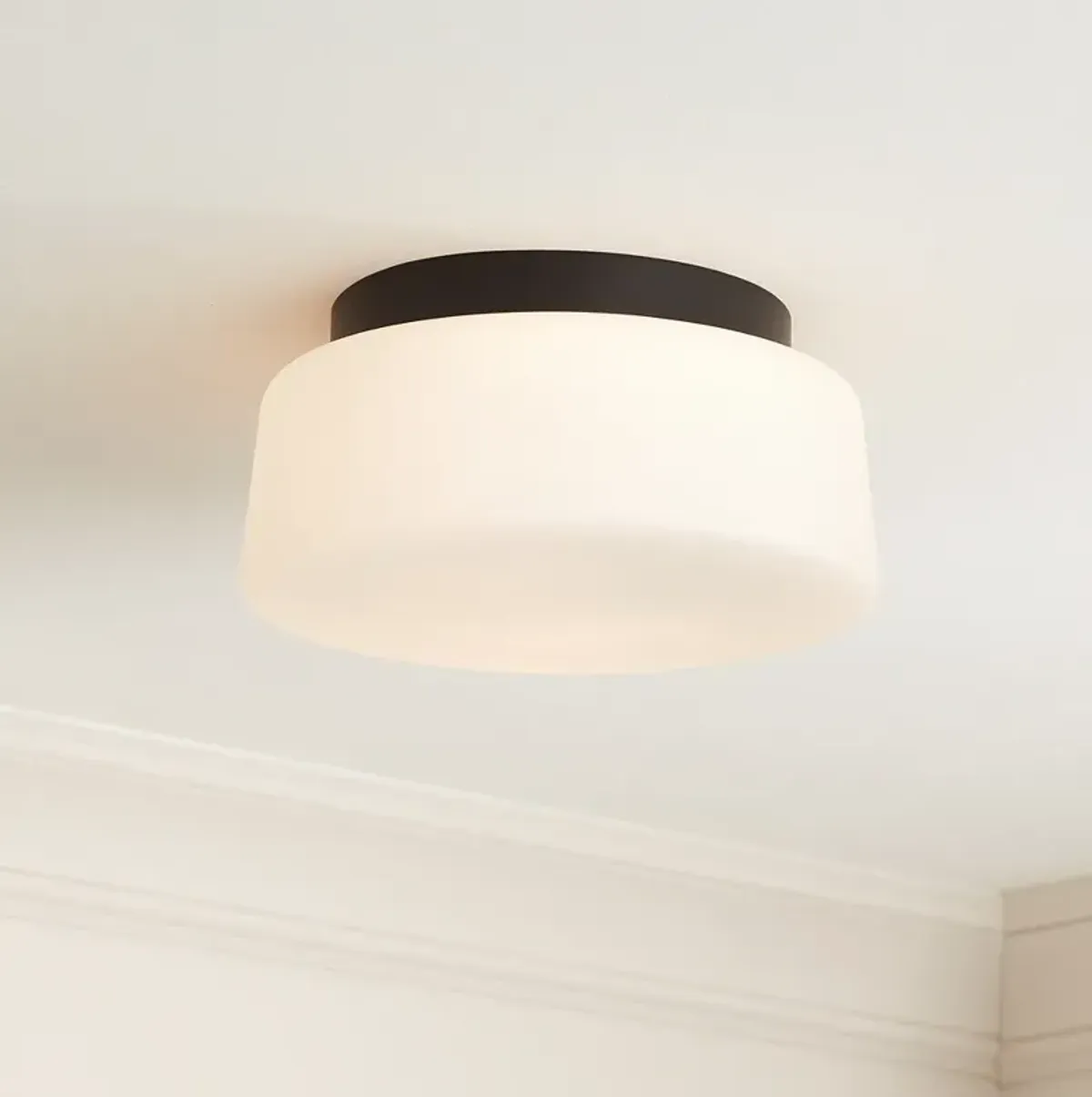 Possini Euro Buckley 13" Wide Black Drum Ceiling Light