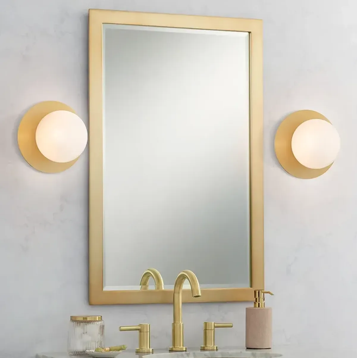 Kenna 6 3/4" High Warm Brass Wall Sconce Set of 2