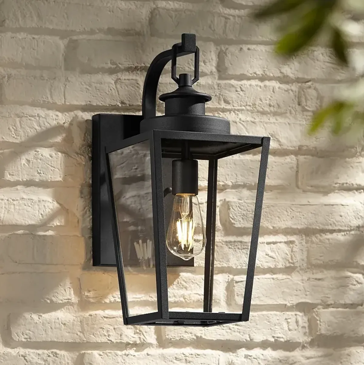 Possini Euro Ackerly 17 1/4" High Textured Black Outdoor Wall Light