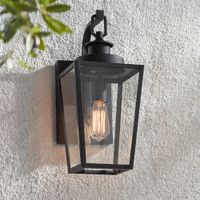 Possini Euro Ackerly 17 1/4" High Textured Black Outdoor Wall Light
