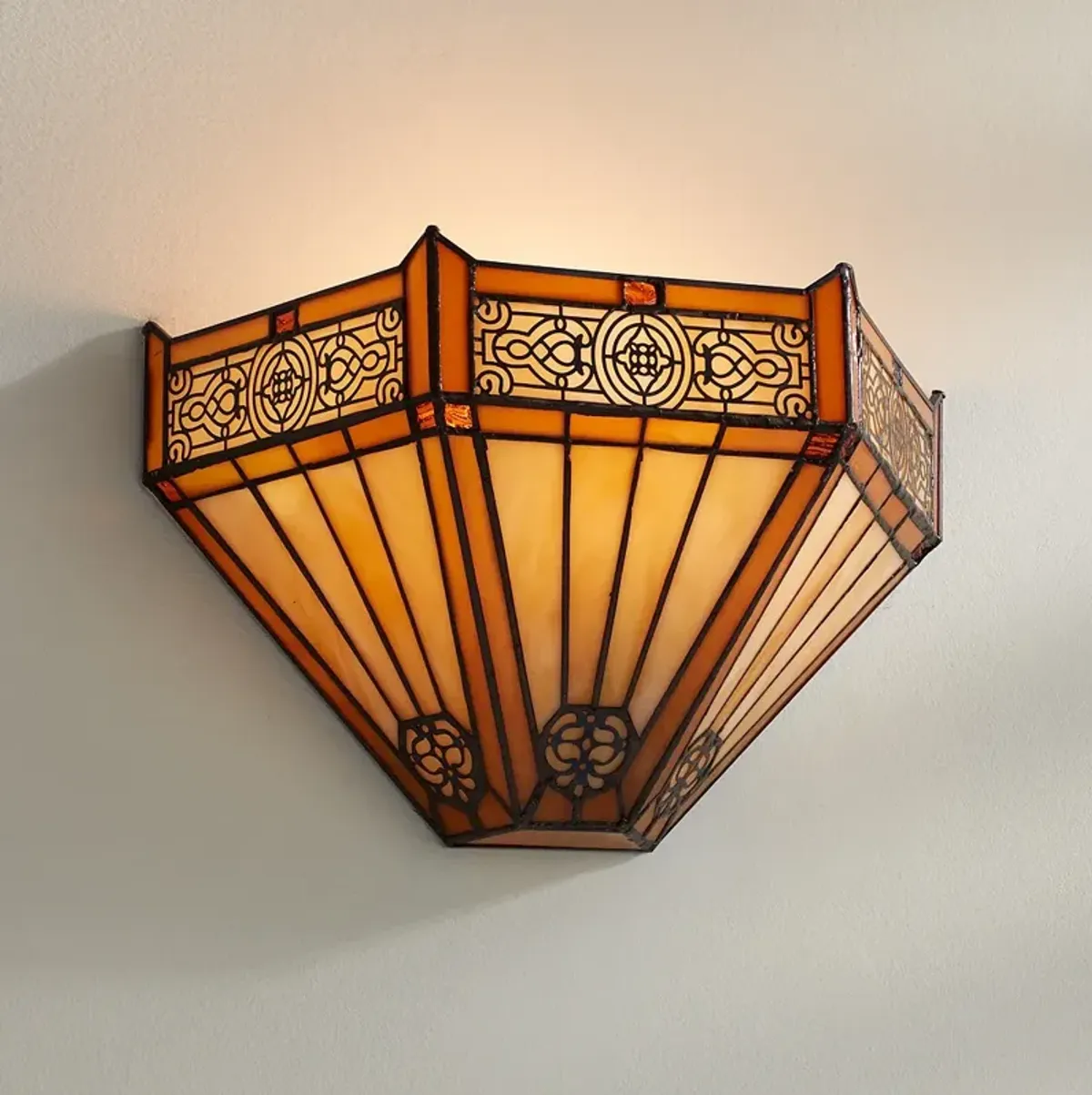 Robert Louis Tiffany Stratford 7 1/2"H Mission Art Glass Wall Sconce