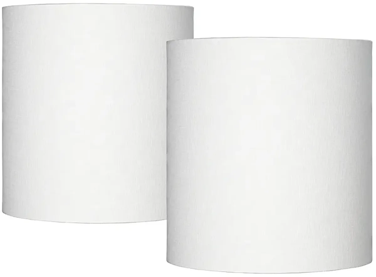 Springcrest White Tall Linen Drum Shades 14x14x15 (Spider) Set of 2