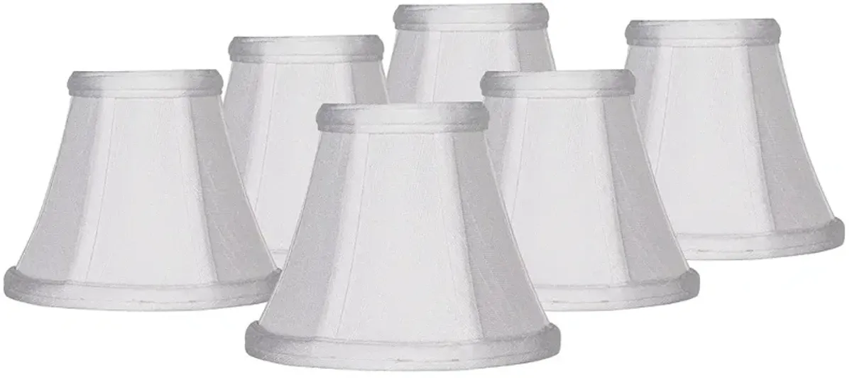 Imperial White Fabric Chandelier Clip Shades 3x6x5 (Clip-On) Set of 6