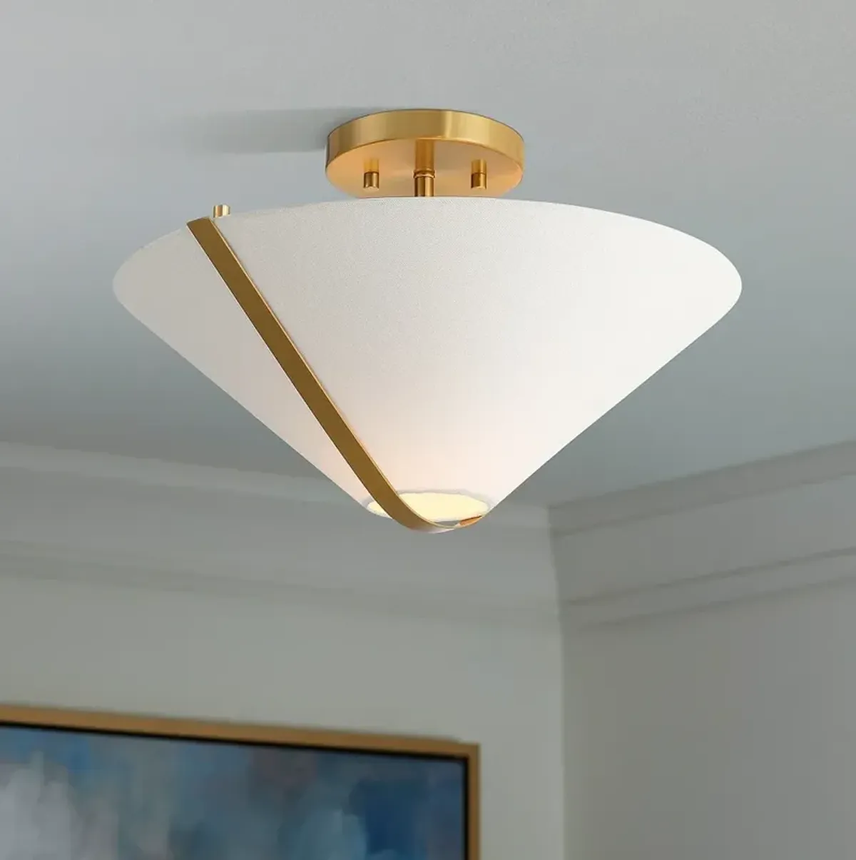 Possini Euro Oracle 16" Wide Warm Brass Ceiling Light