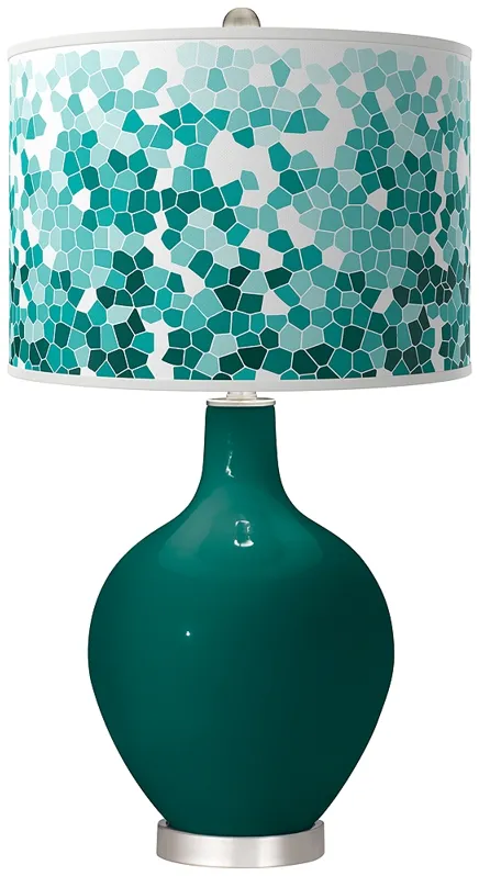 Blue Peacock Mosaic Ovo Table Lamp