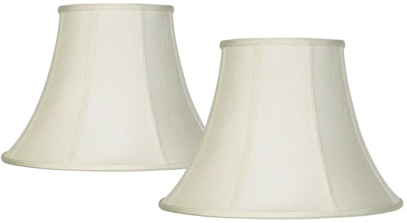 Creme Fabric Bell Lamp Shades 9x18x13 (Spider) Set of 2