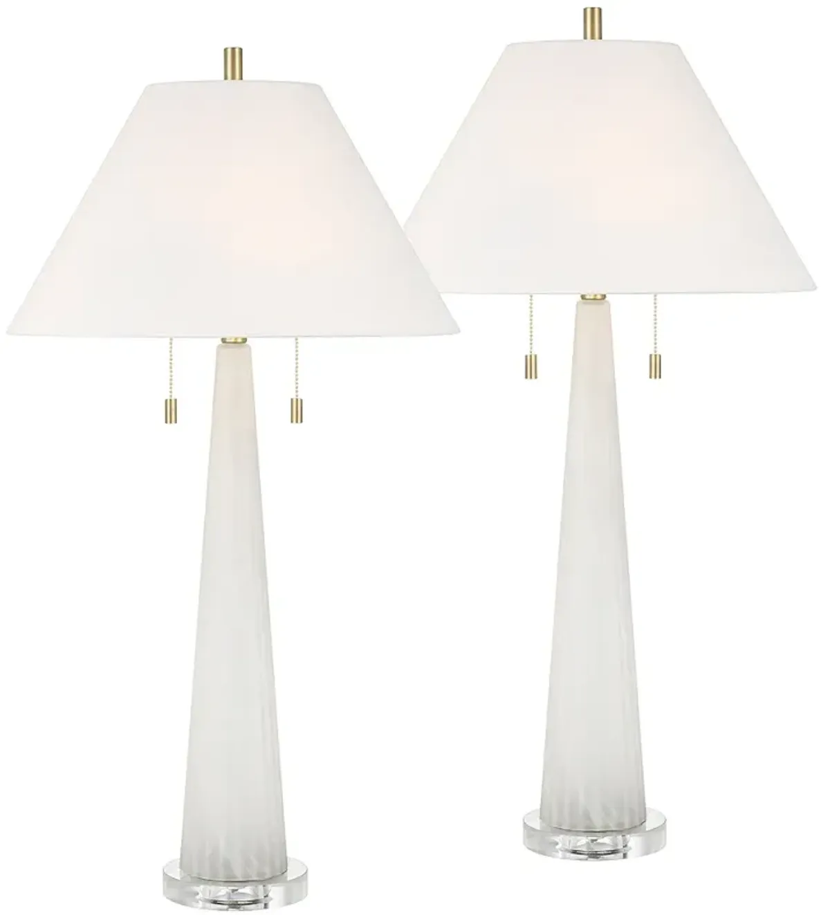 Possini Euro Regina 33" High White Glass 2-Light Table Lamp Set of 2