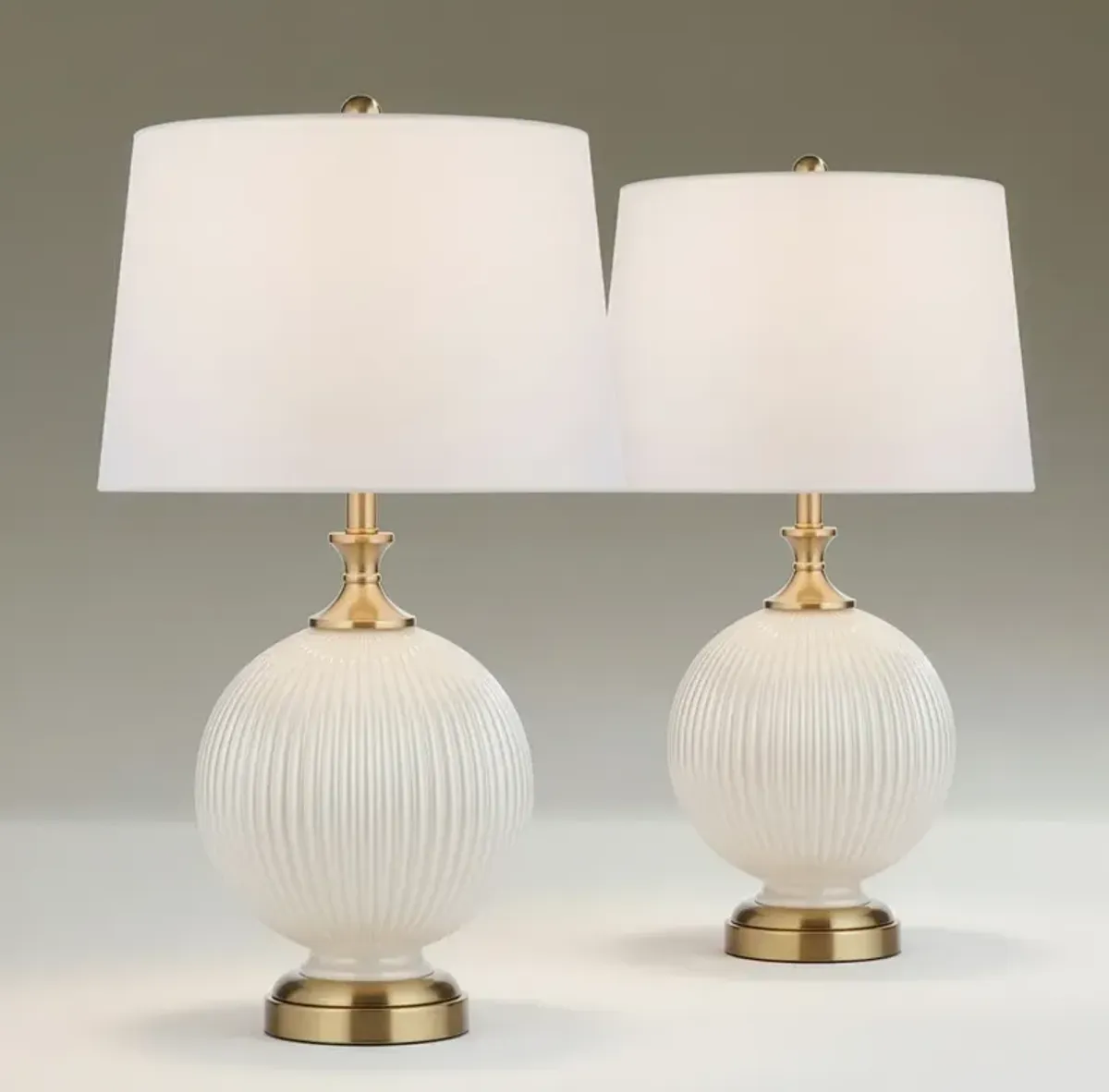 Possini Euro Kelly 27" High White Opal Glass Table Lamp Set of 2