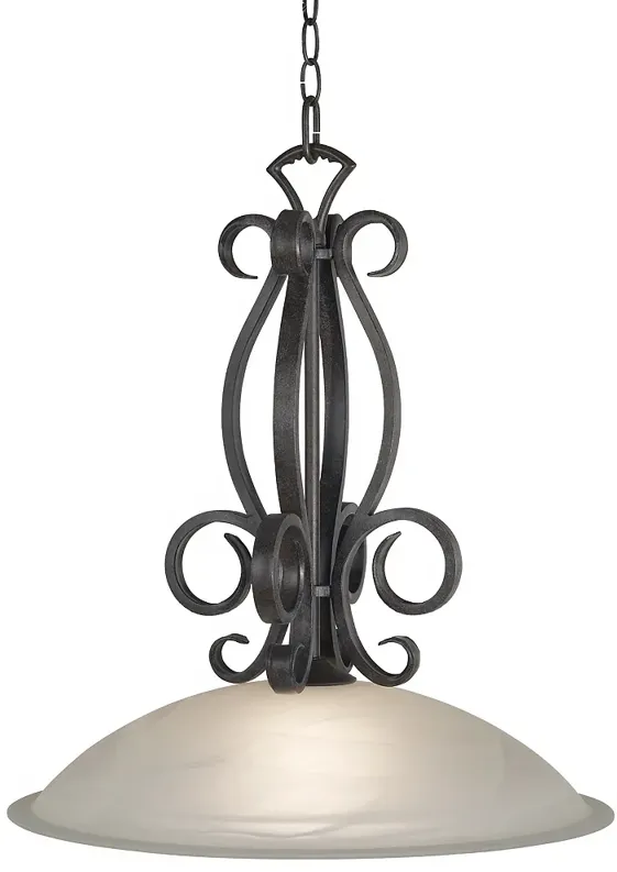 Franklin Iron Works Manchester 20" Black and Glass Pendant Chandelier