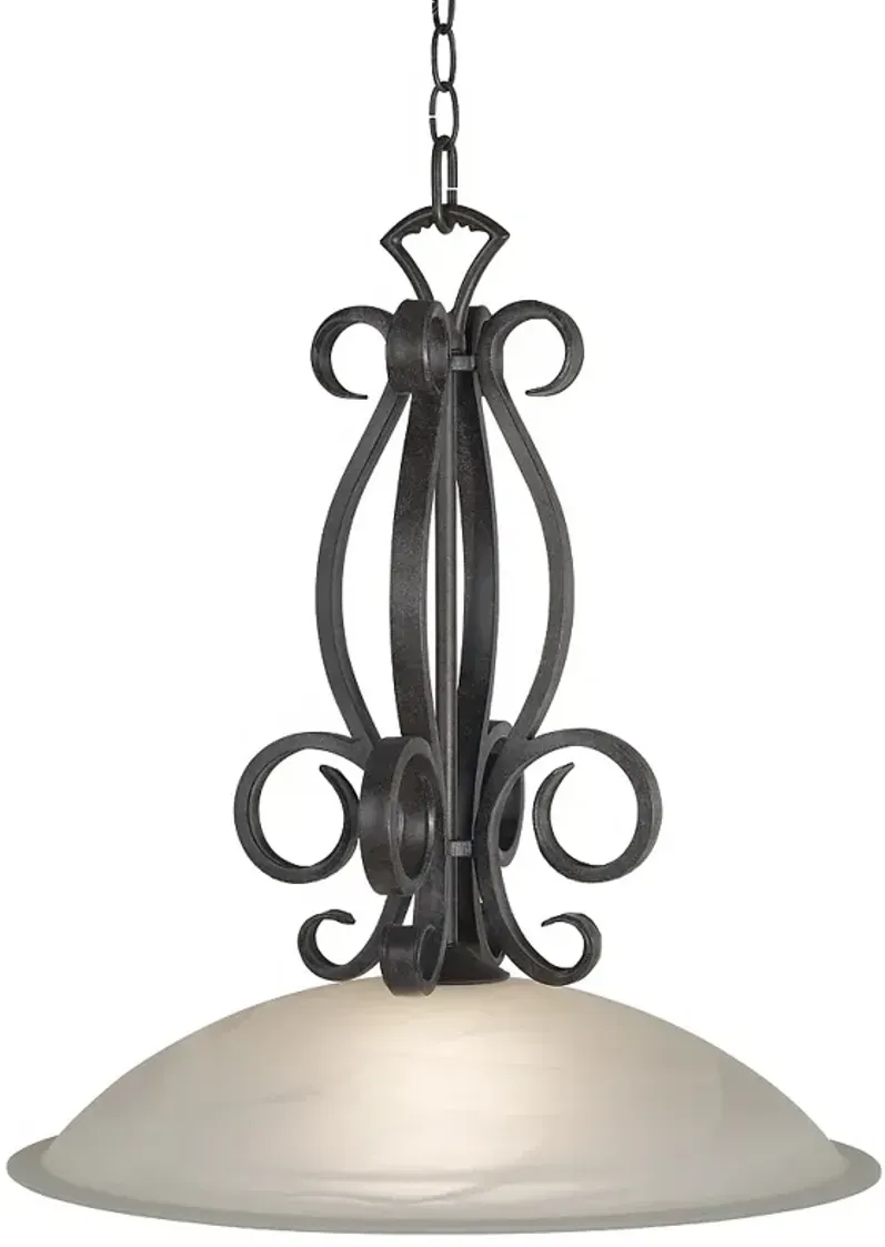 Franklin Iron Works Manchester 20" Black and Glass Pendant Chandelier