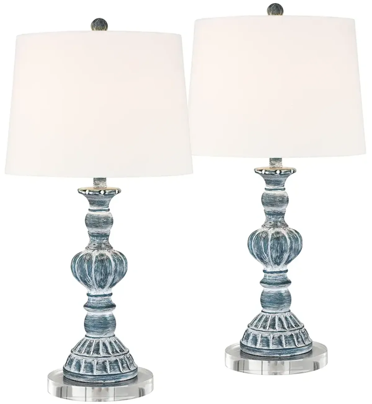 Regency Hill Tanya 27 1/2" Blue Wash Table Lamps with Risers