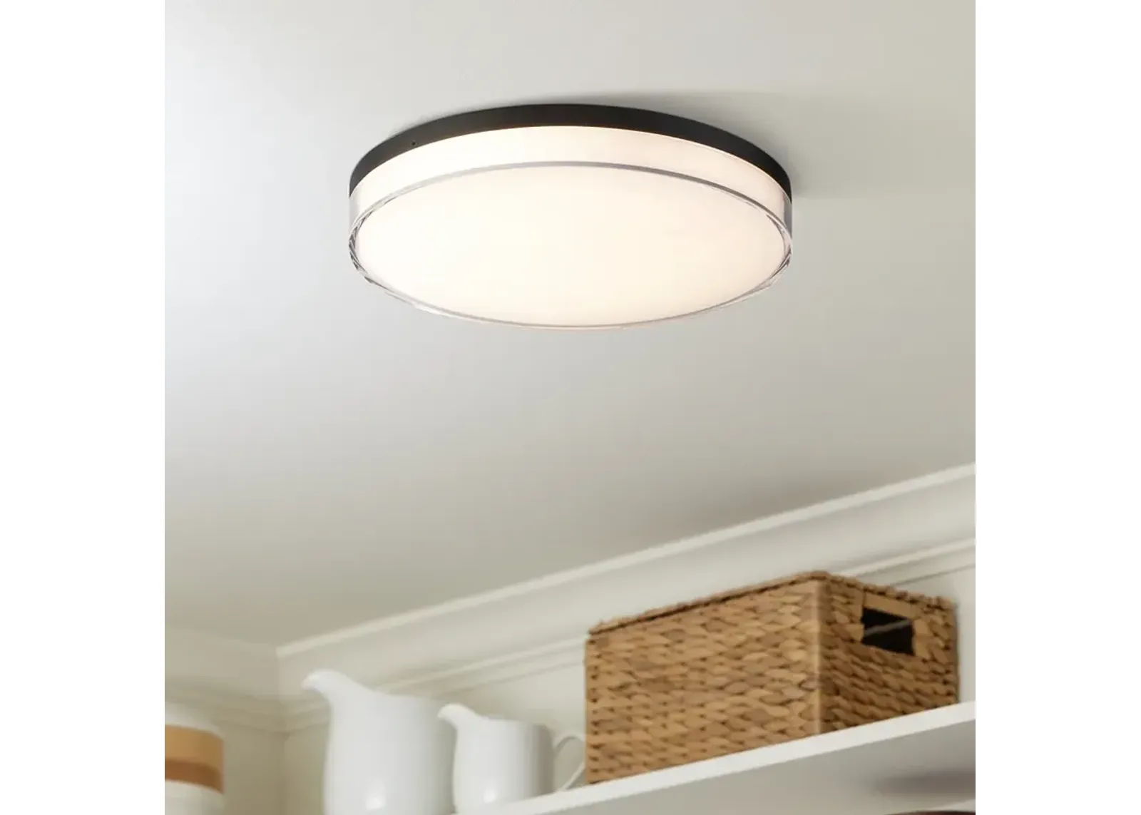 Minka Lavery Vantage LED 11-in Coal Black Flush Mount with Acrylic Shade