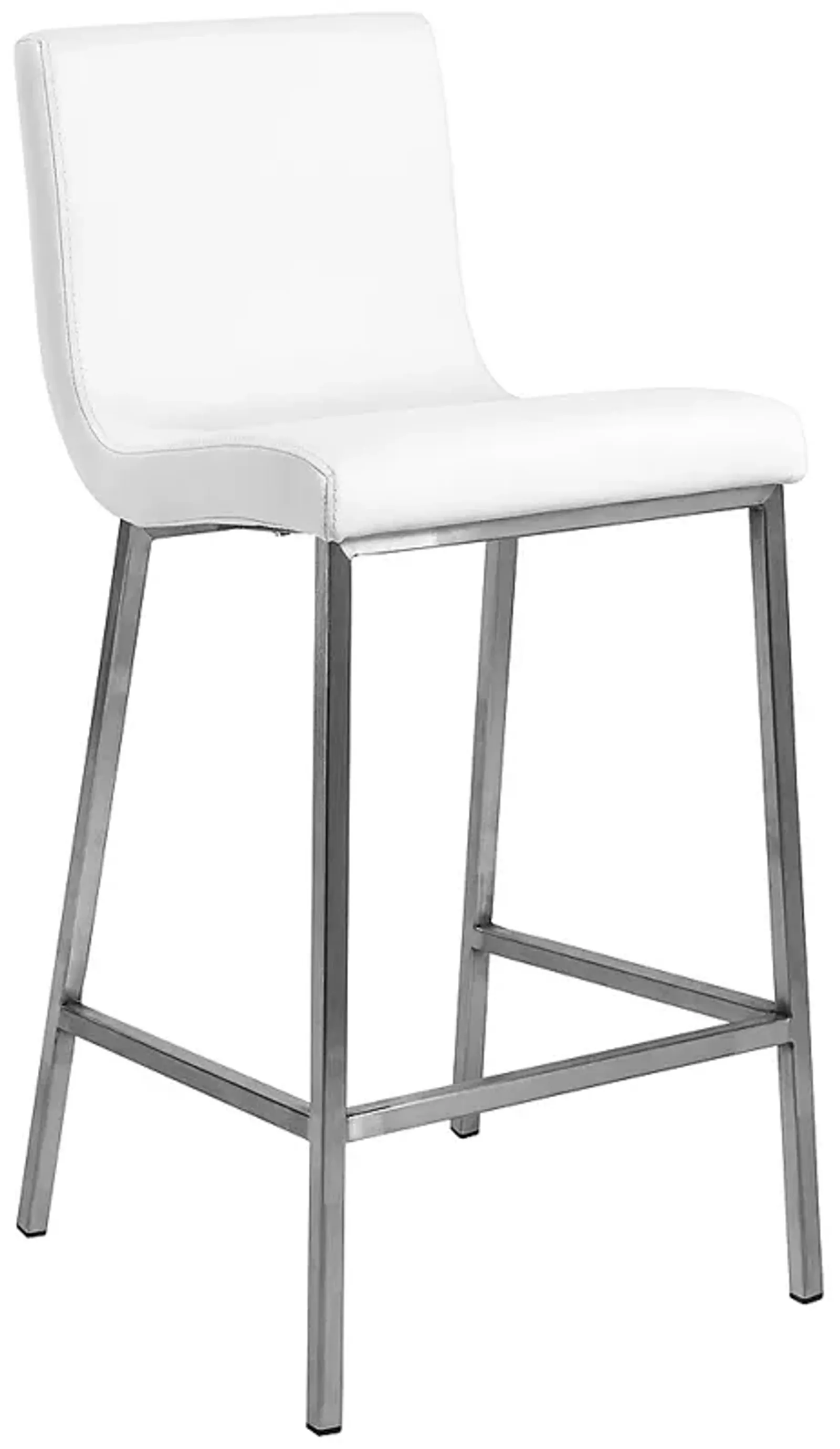 Scott 26" White Leatherette Stainless Steel Counter Stool