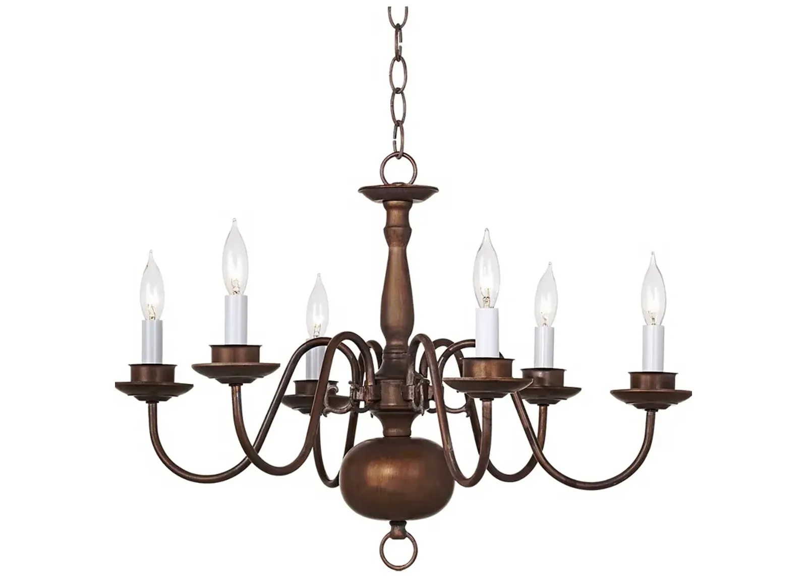 Regency Hill 23 1/2" 6-Light Bronze Bent-Arm Candelabra Chandelier