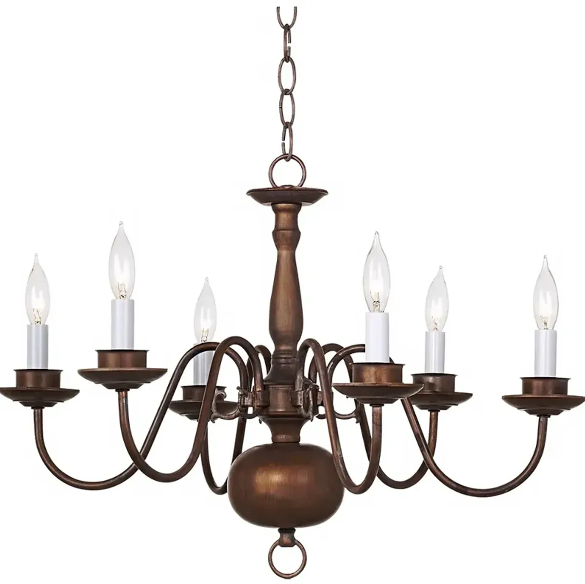 Regency Hill 23 1/2" 6-Light Bronze Bent-Arm Candelabra Chandelier