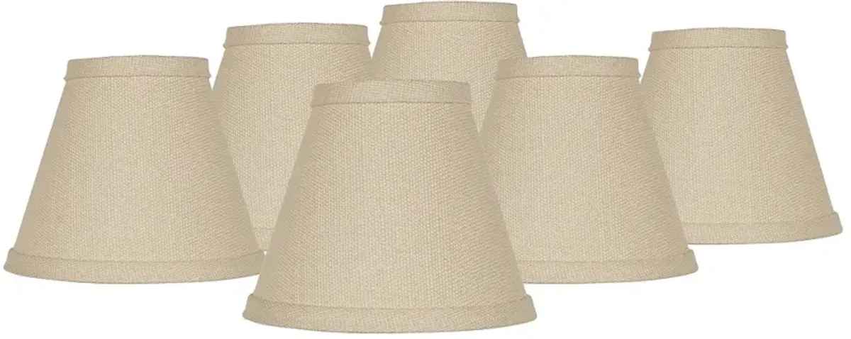 Beige Linen Chandelier Clip Shades 3x6x5 (Clip-On) Set of 6