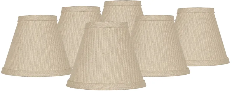 Beige Linen Chandelier Clip Shades 3x6x5 (Clip-On) Set of 6