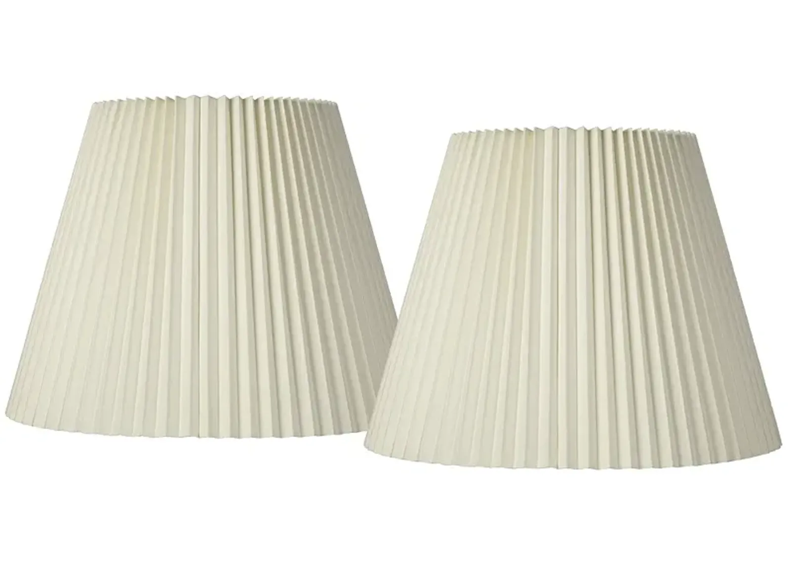 Ivory Set of 2 Pleat Empire Lamp Shades 11x19x14.5 (Spider)