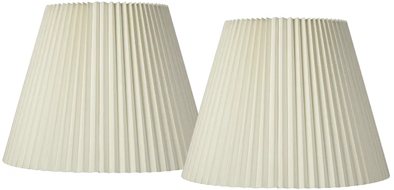 Ivory Set of 2 Pleat Empire Lamp Shades 11x19x14.5 (Spider)