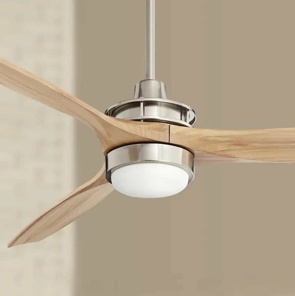 52" Casa Windspun Nickel Natural Wood LED Ceiling Fan with Remote