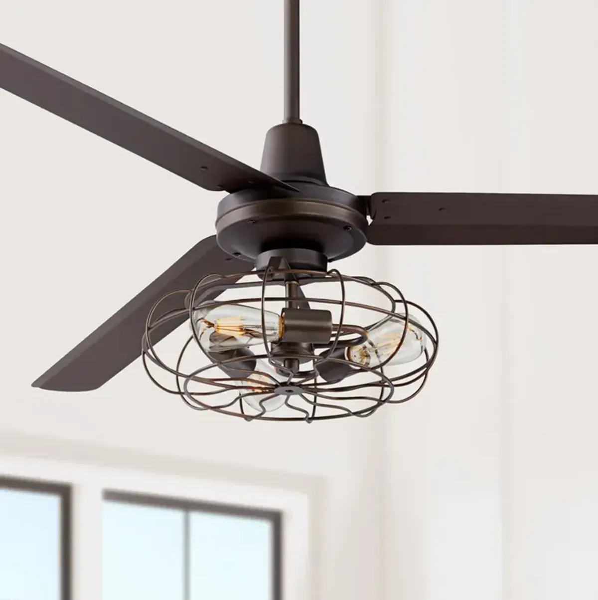 60" Casa Vieja Turbina DC Bronze LED Ceiling Fan with Remote