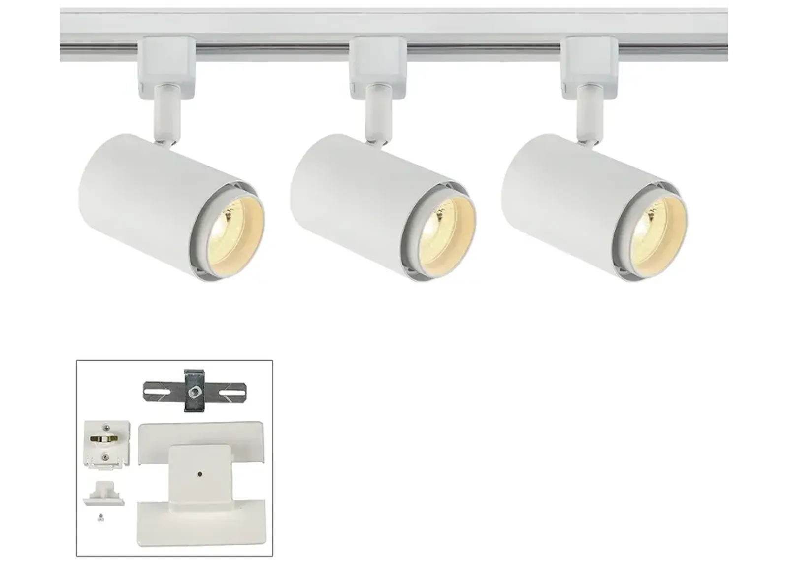 3-Light White Cylinder 10W LED Floating Canopy Track Kit