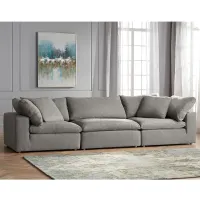 Skye 132" Wide Classic Slate Gray 3-Piece Modular Sofa