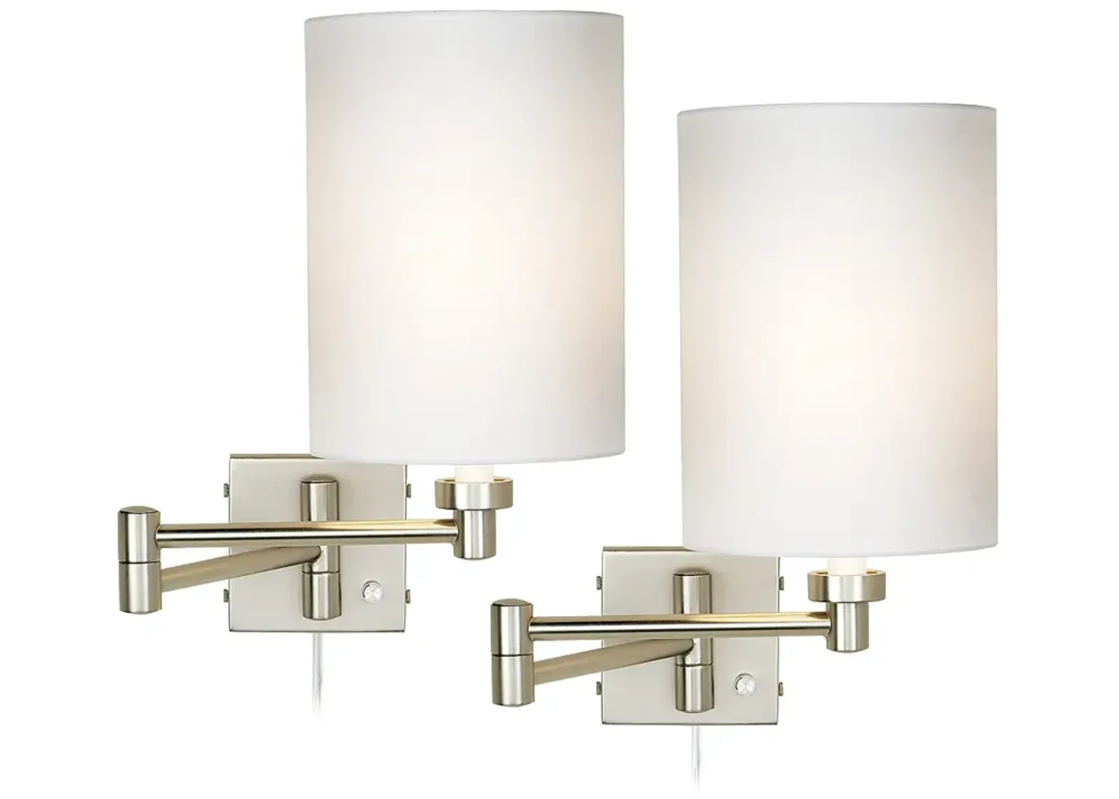 Possini Euro Brushed Nickel Cylinder Swing Arm Wall Lamps Set of 2