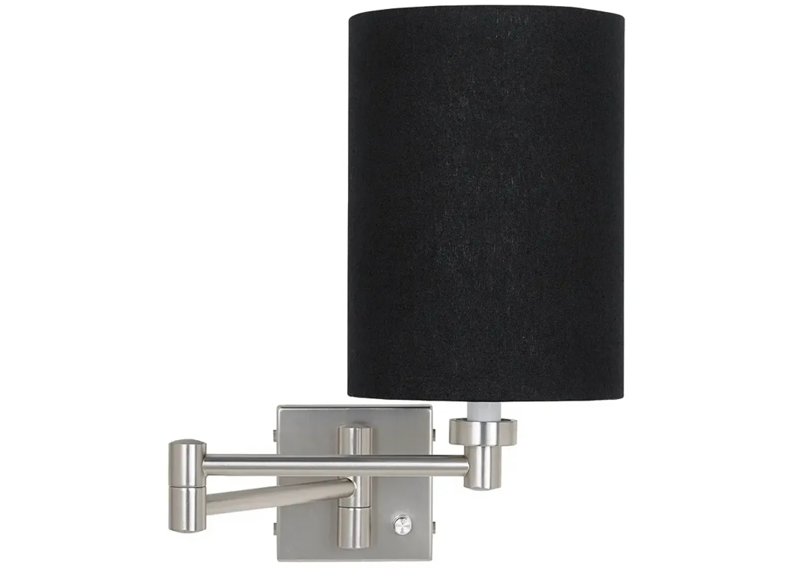 Possini Euro Black Linen Cylinder Brushed Nickel Plug-In Style Swing Arm