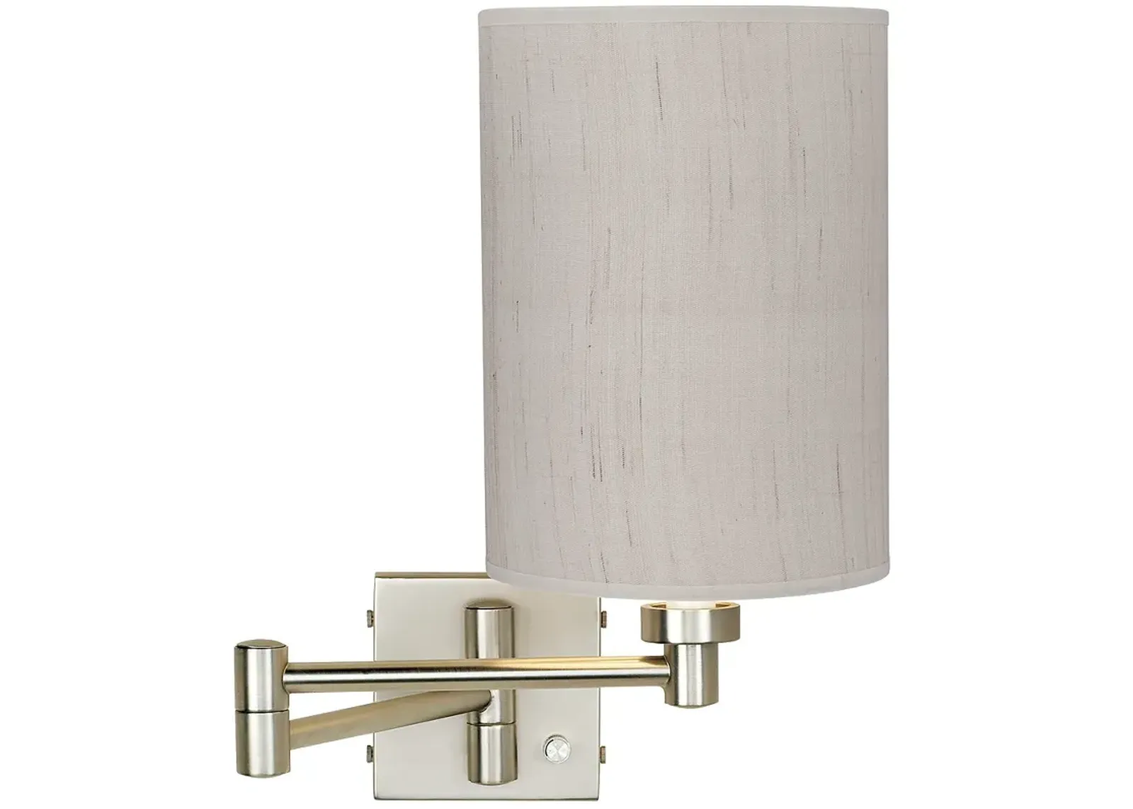 Possini Euro Brushed Nickel Ivory Cylinder Plug-In Swing Arm Wall Lamp