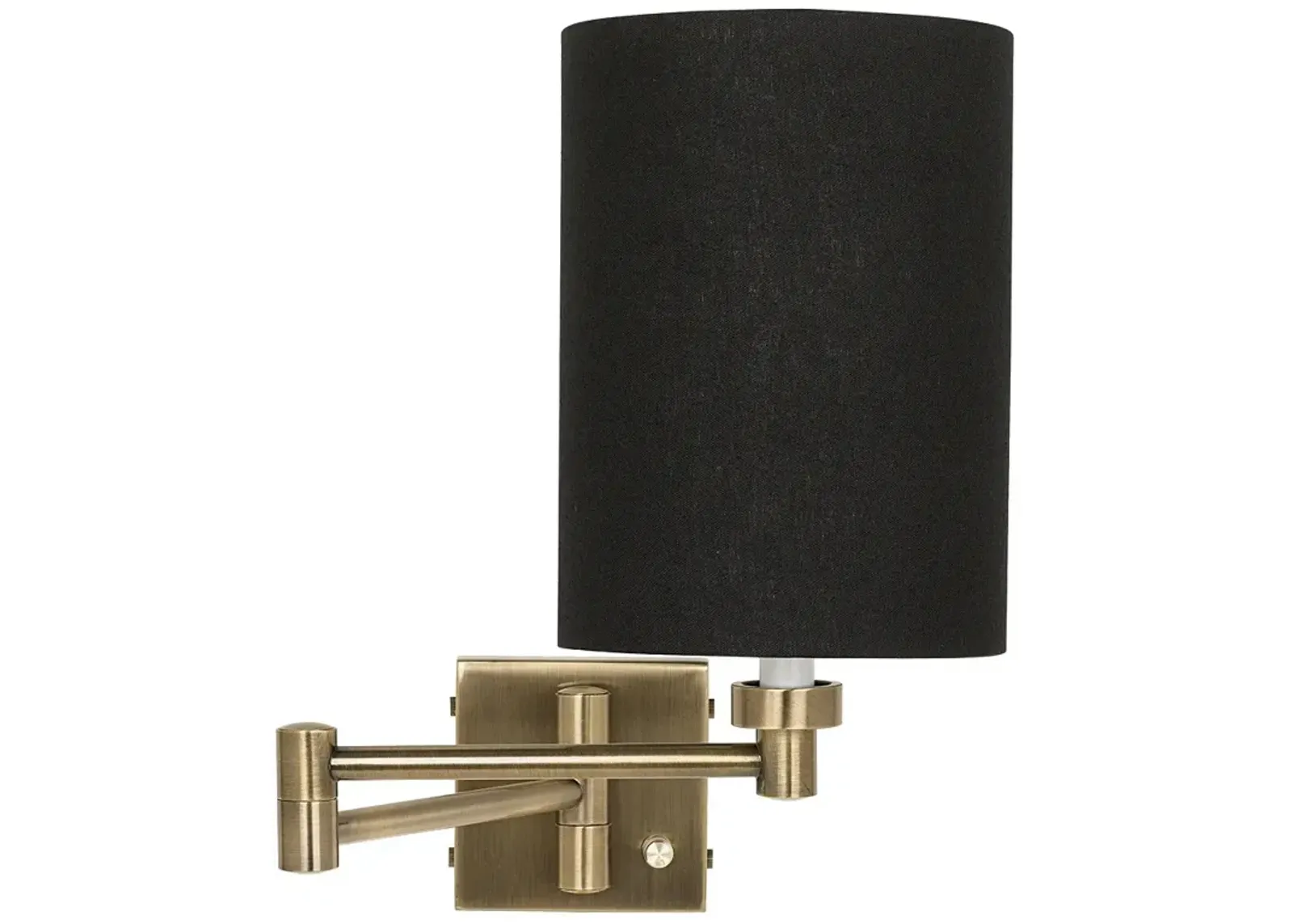 Barnes and Ivy Black Cylinder Shade Antique Brass Plug-In Swing Arm Lamp